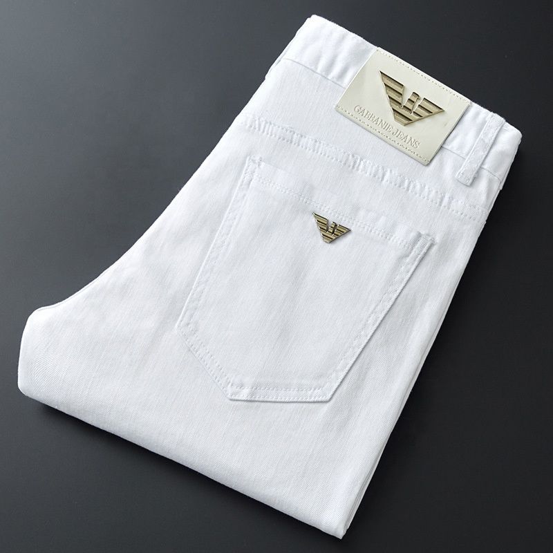 Chinese Customized White Denim Men's Jeans Design Mens Jeans Slim Pencil Pants