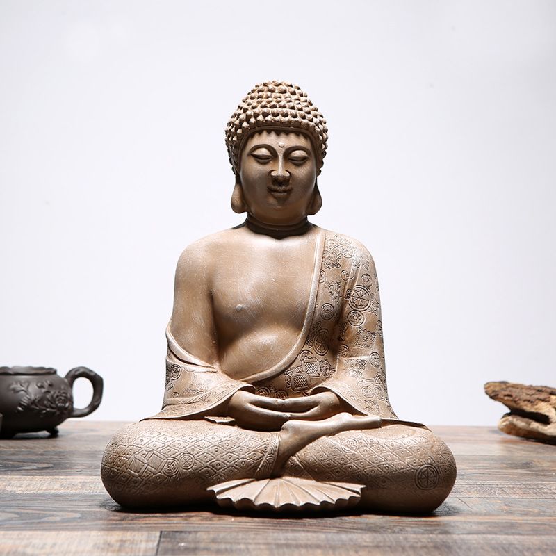 Chinese Style Robes of Sakyamuni Sitting Statue of Buddha Statue Resin Crafts Home Decoration Ornaments