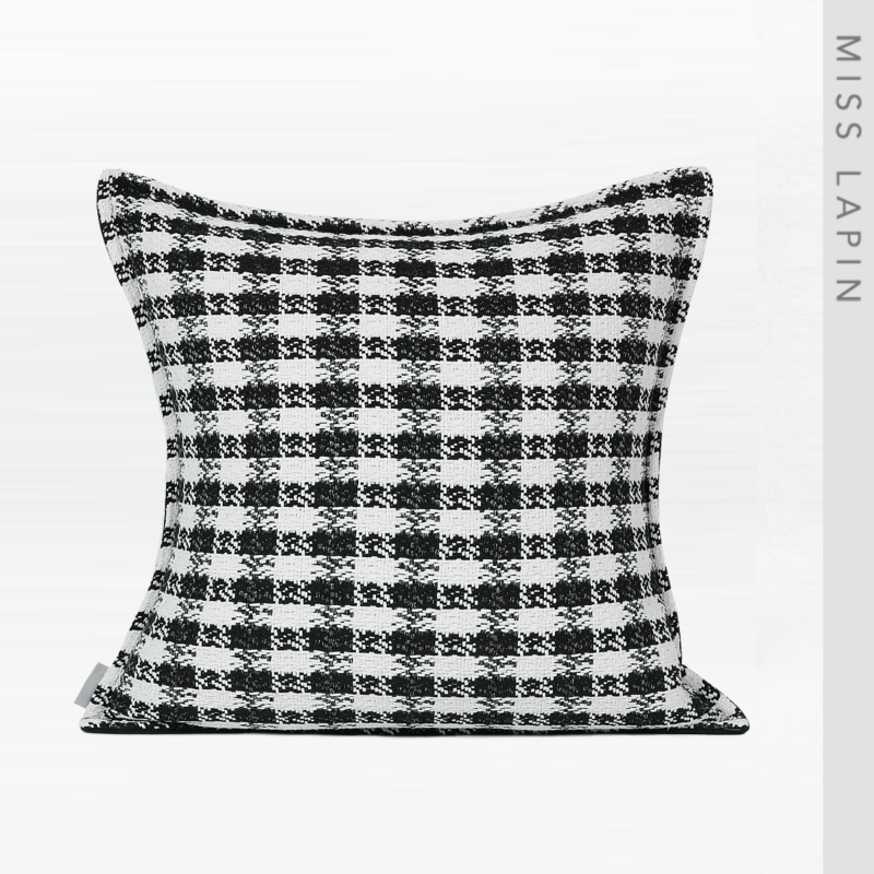 Classic Grid Pattern Woven Fabric Sofa Square Pillowcase Modern Decorative Woven Cushion Cover