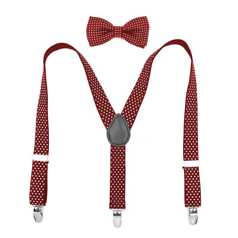 Classic Kids Boys and Girls Printed Polka Dots Suspenders with Bowties for Garments Accessories or Daily Decorations