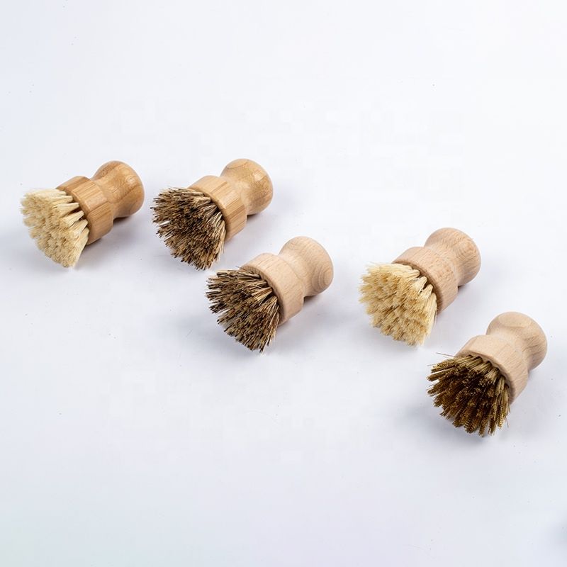 Classic Style Household Natural Fiber Bristles Handmade Scrub Brush Pan and Pot Brush