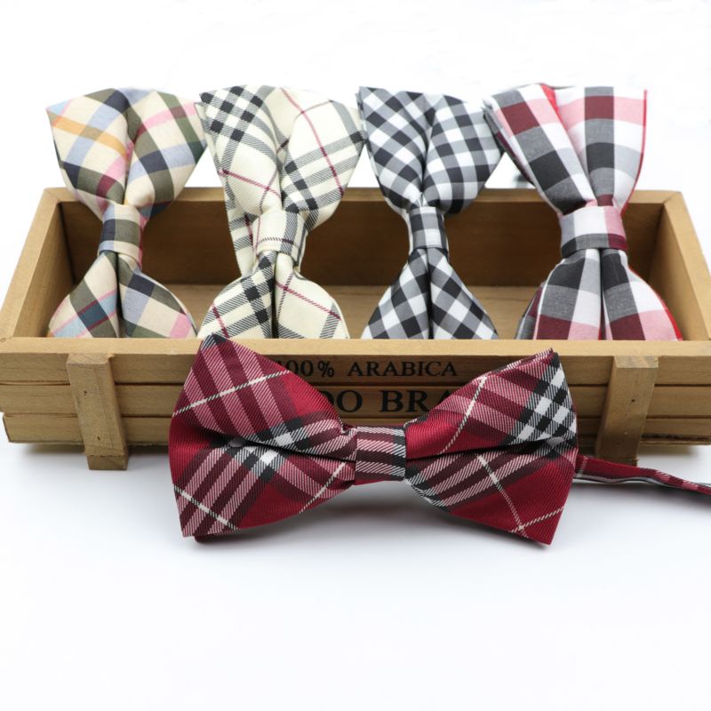 Classical Men's Bow Tie Plaid Striped Flexible Bowtie Smooth Necktie Soft Matte Butterfly Decorative Pattern Color Ties