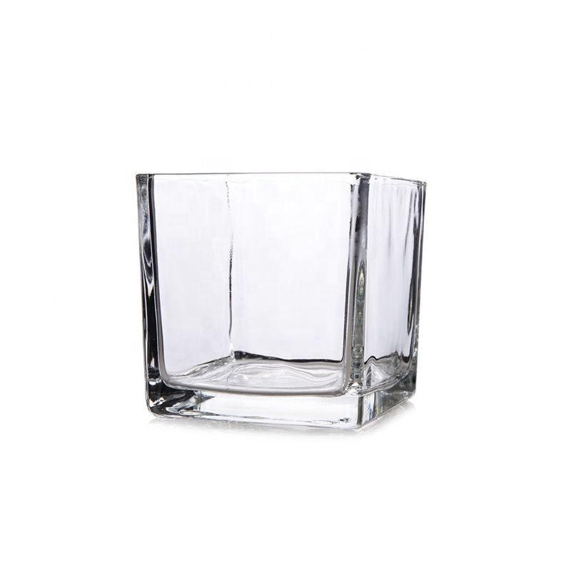 Clear Cube Square Glass Vase For
