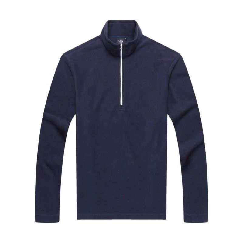 Clothing 100% Polyester Blank Plain Navy Blue 1/4 Half Zip Fleece Pullover Mens