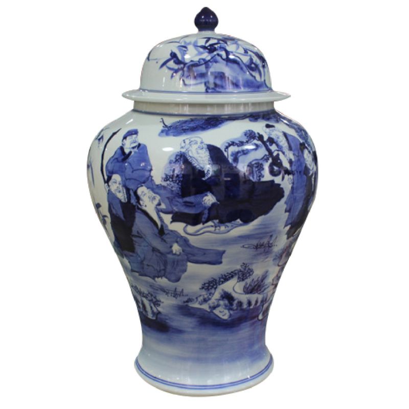 Collectable Chinese Ceramic Hand Painted Blue-And-White Ginger Jar