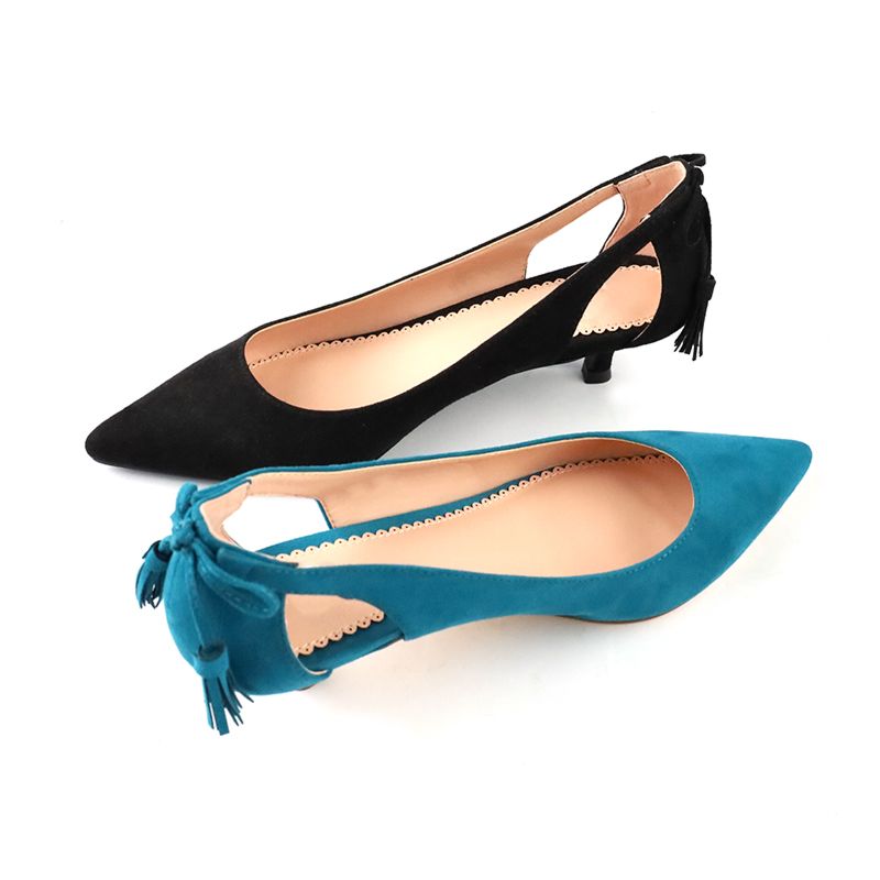 Comfortable Rubber Stud Ultra Low Woman's Kitten Pointed Sandals Heel Pumps Women Shoes