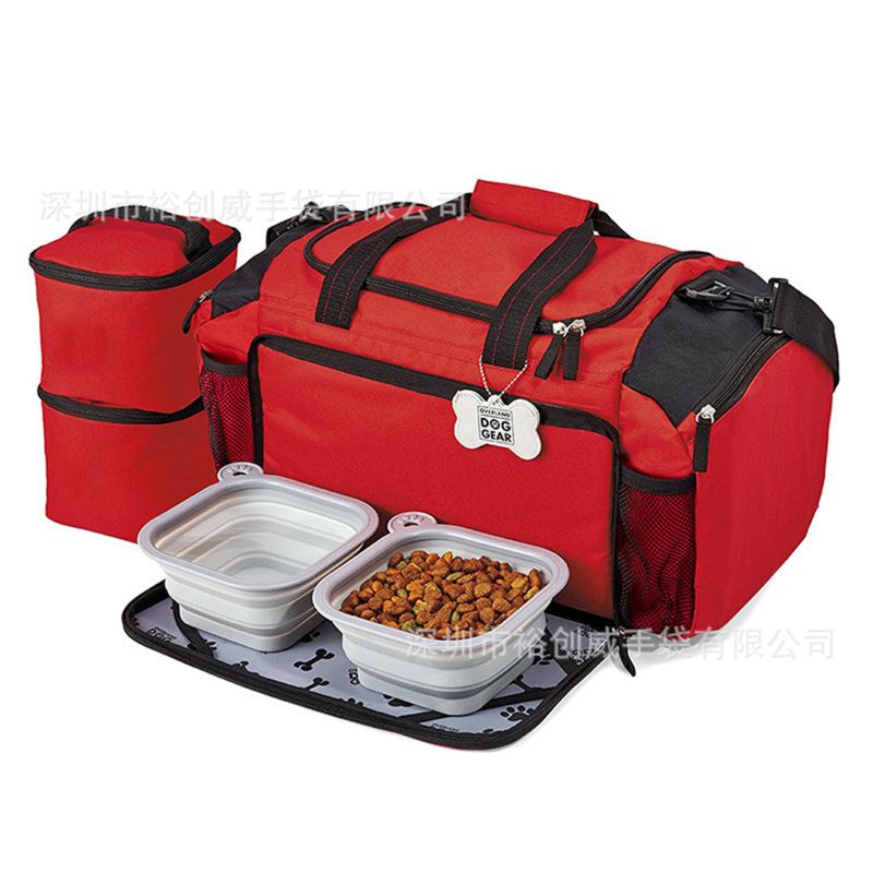 Coming Weekend Dog Travel Bag Tote Organizer Bag for Pets Travel Food Bag Includes 2X Food Storage