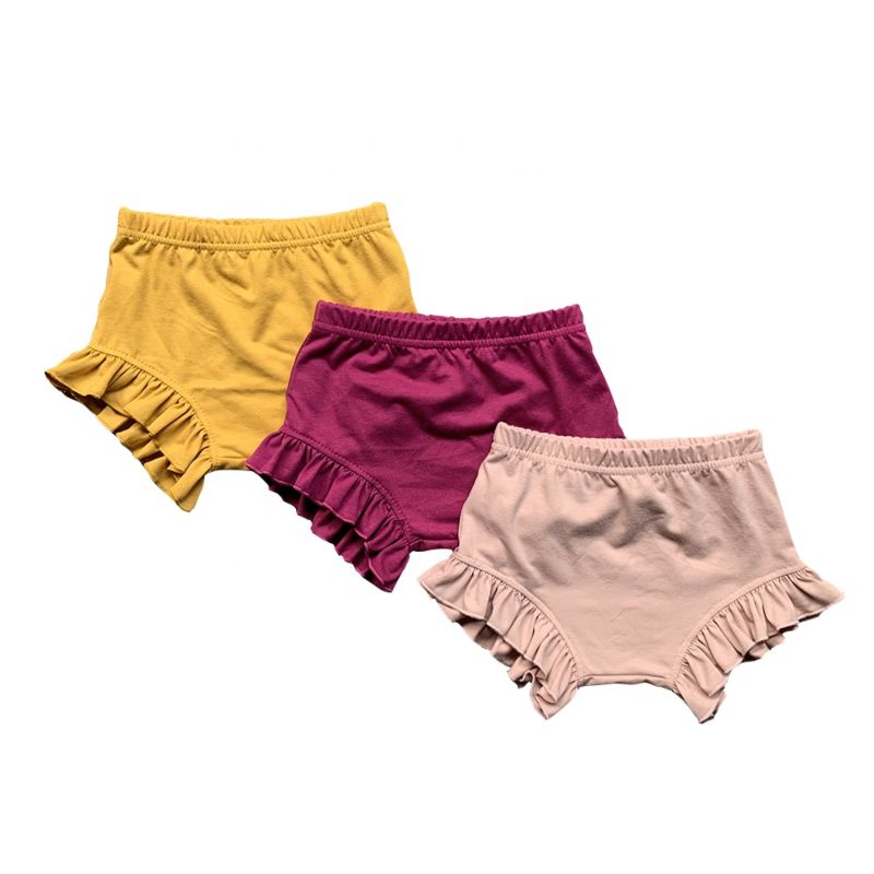 Cotton Bummies Baby Girls Ruffle Solid Bummie Toddlers Short Bloomers
