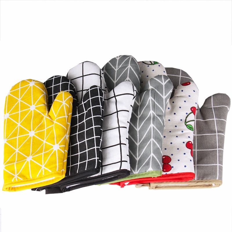 Cotton Oven Mitts Oven Gloves Heat Resistant Professional Thickening Kitchen Baking Gloves for Kitchen Cooking Baking