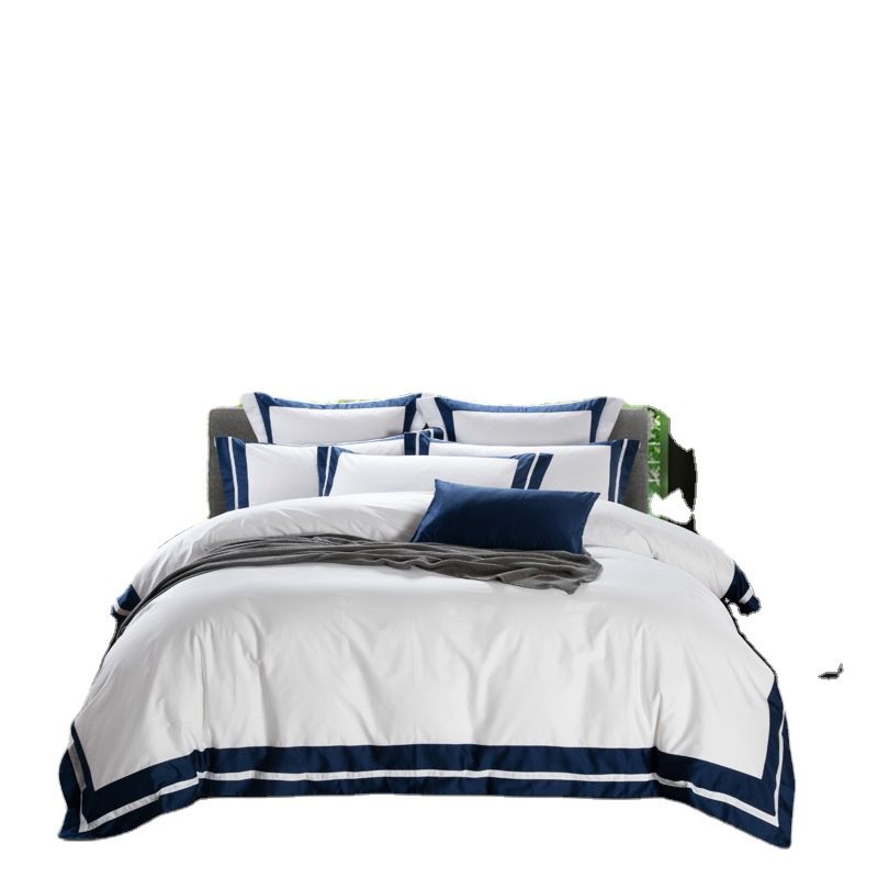 Cotton Satin Hotel Four-Piece Suit Hotel Linen Hotel Bedding White Bed Linen and Duvet Cover Customization