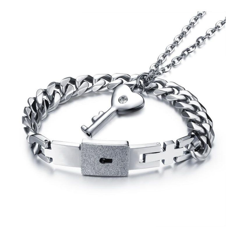Couple Silver Lock Bracelet Key My Heart Bracelets