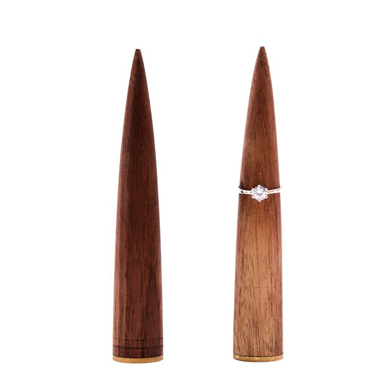 Creative Design Wood Ring Holder Jewelry Display Cone Ring Holders Wooden
