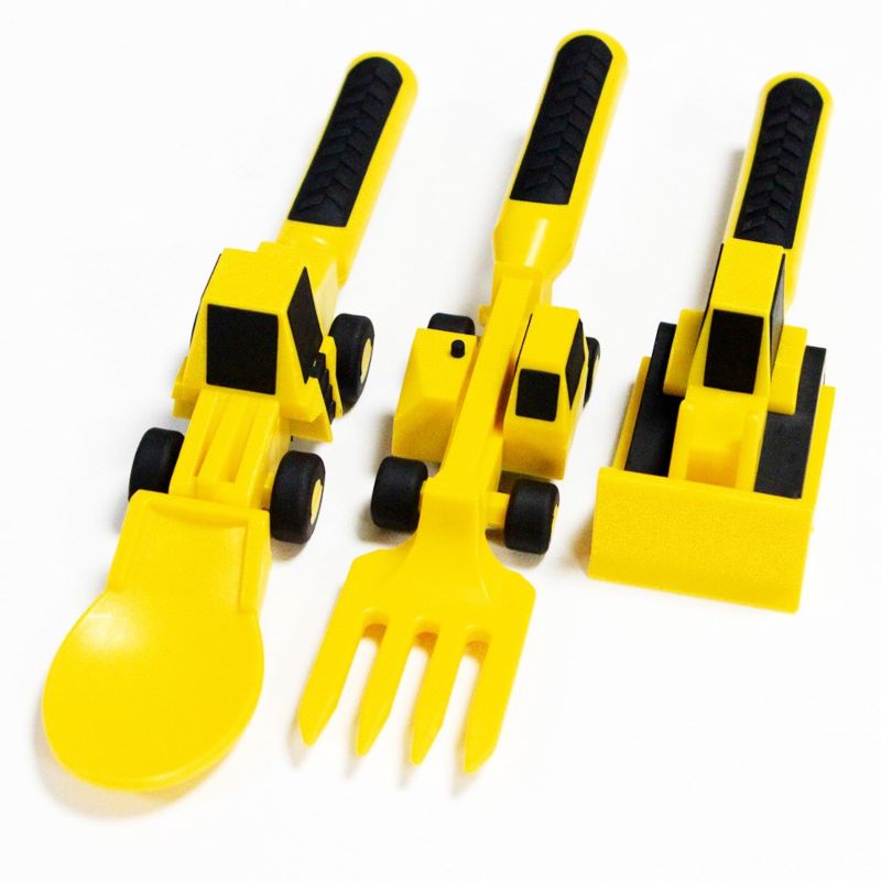 Creative Dinneractive 3D Pushdozer Navvy Scraper Kids Tableware Practical Children Cartoon Tableware Dining Set for Kids