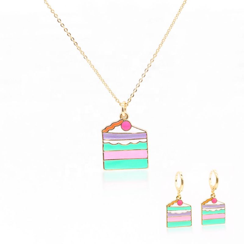 Creative Funny Cake Cartoon Earrings Cupcake Jewelry Set Cute Women Girls