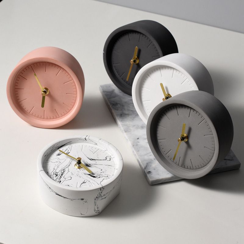 Creative Minimalist Table 3D Art Color Cement Alarm Clock Simple Sublimation Concrete Mini Desk Clock Retro Unique Gift Horloge