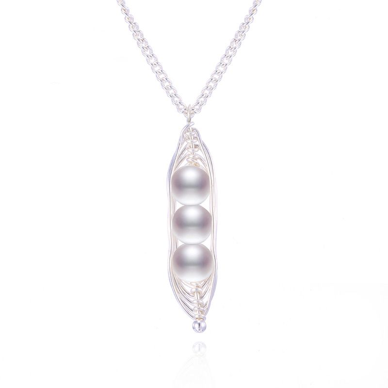 Creative Pearl Pea Pod Pendant Women's Jewelry Pure Braided Copper Wire Imitation Pearl Necklace