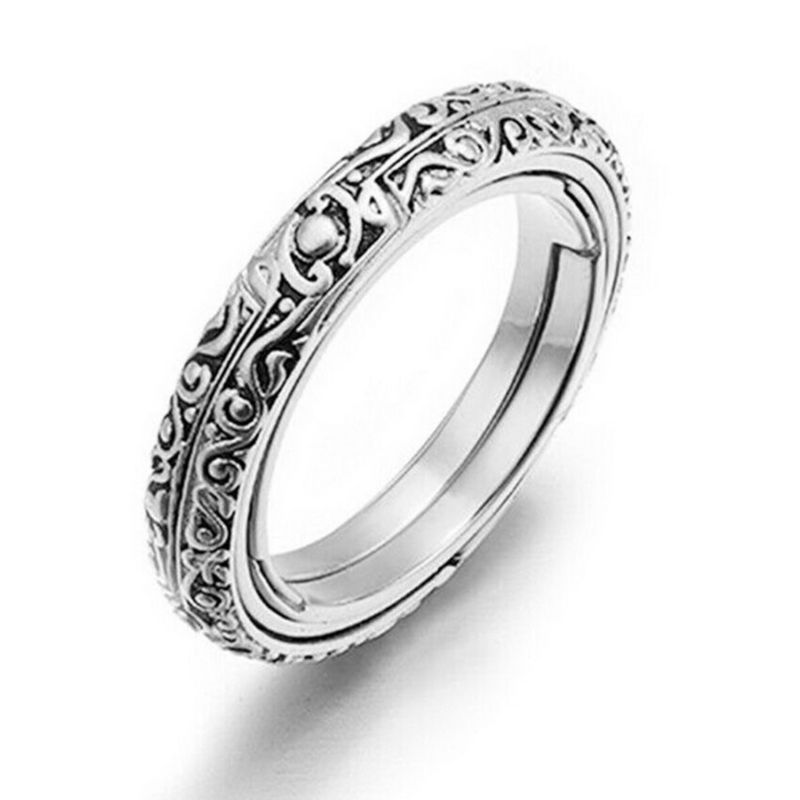 Creative Silver Sphere-Ring Foldable Ball Complex Rotating Cosmic Finger Astronomical Ring for Men