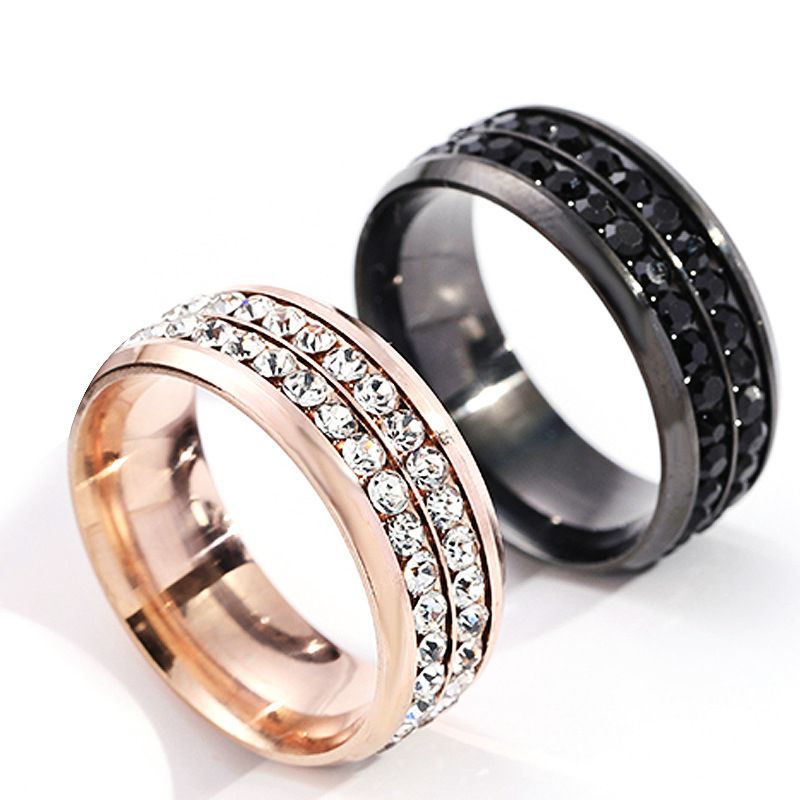Cross-Border Diamond Ring Stainless Steel Jewelry Direct Price Women Gold Full Crysta Ring Zircon