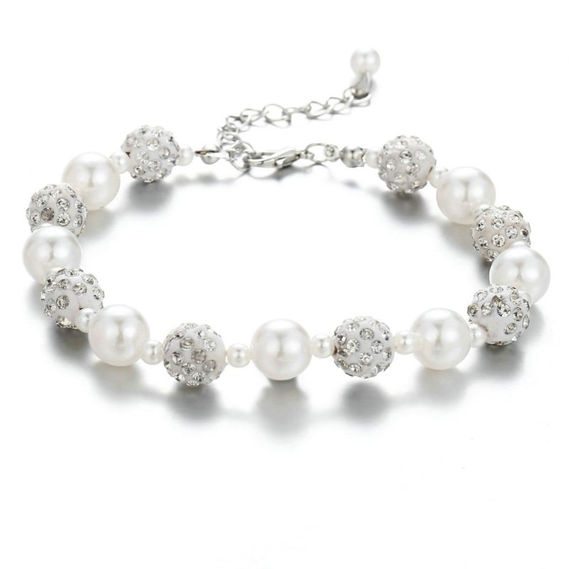 Crystal Faux Pearl Bracelet for Lady Classic Simple Design Bracelets for Women