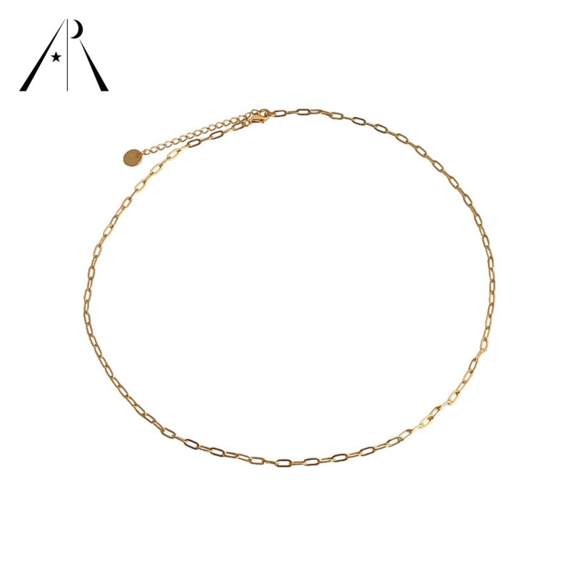 Customization 18K Gold Plated S925 Silver Paperclip Chain Paper Clip Necklace for Women's Necklace