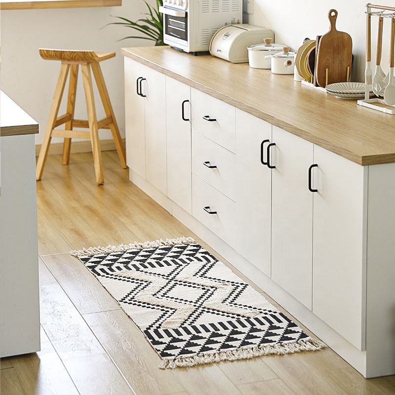 Customize Boho Decor Kilim Mosaic Rectangle Printed Cotton Hand Woven Tufted Washable Kitchen Floor Mat