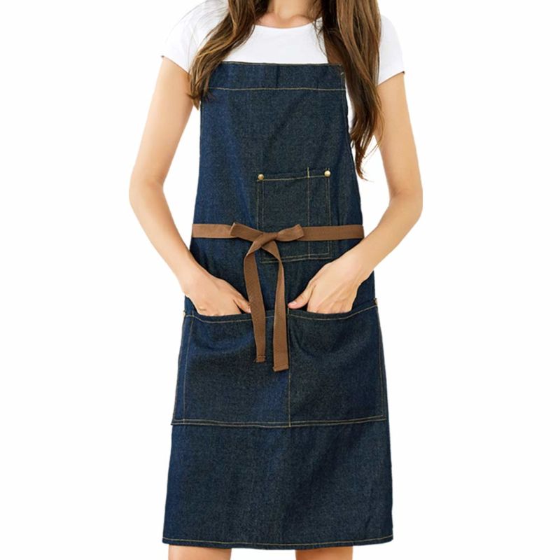 Customized Denim Apron Design Canvas Aprons for Kitchen Apron Adjustable Bib