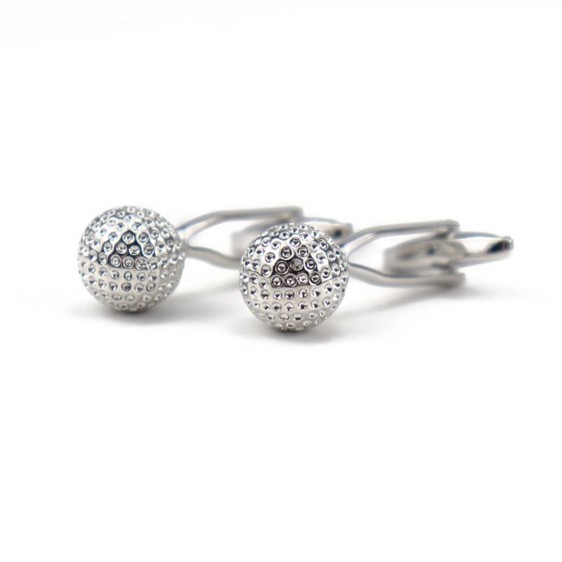 Customized Logo Great round Silver Golf Ball Men Business Cufflinks