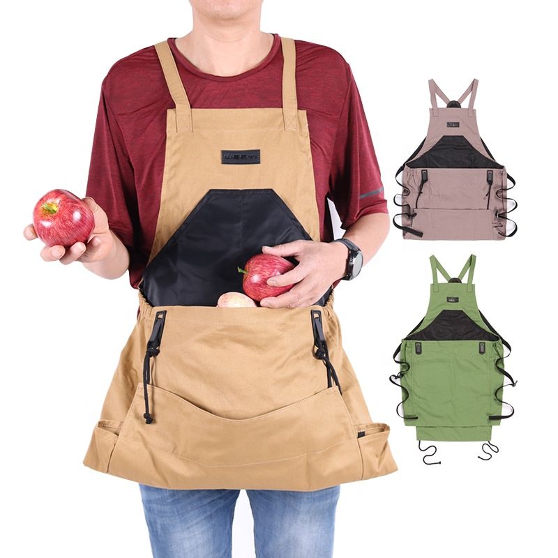Customized Man Women Waterproof Veggies Fruits Harvest Collection Pouch Canvas Gardening Apron