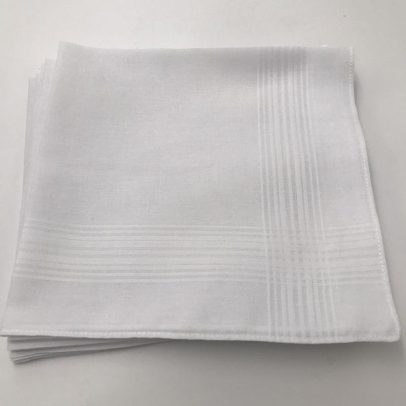 Customized Size 100% Cotton Pocket Hankie /Men's Handkerchiefs with Satin Cotton Full White Handkerchief