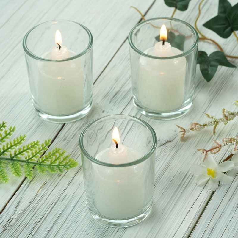 Customized Wedding Decoration Tea Light Holder Set Clear Glass Votive Candle Holder Set