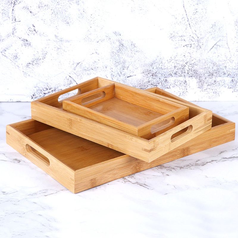 Customized Wooden Tea Food Personalized Serving Tstorage Bamboo Wood Tray