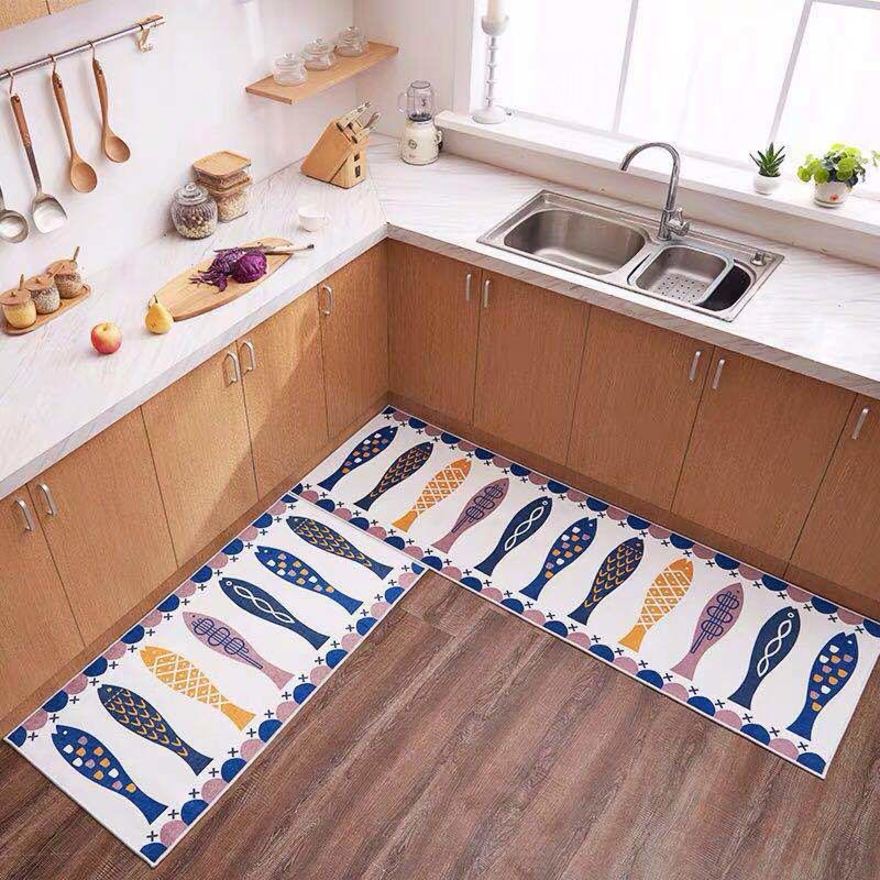 Cute Cartoon Sucking Water and Oil Kitchen Mats Kitchen anti Slip Mat Home Stain Resistance Kitchen Floor Mat Waterproof