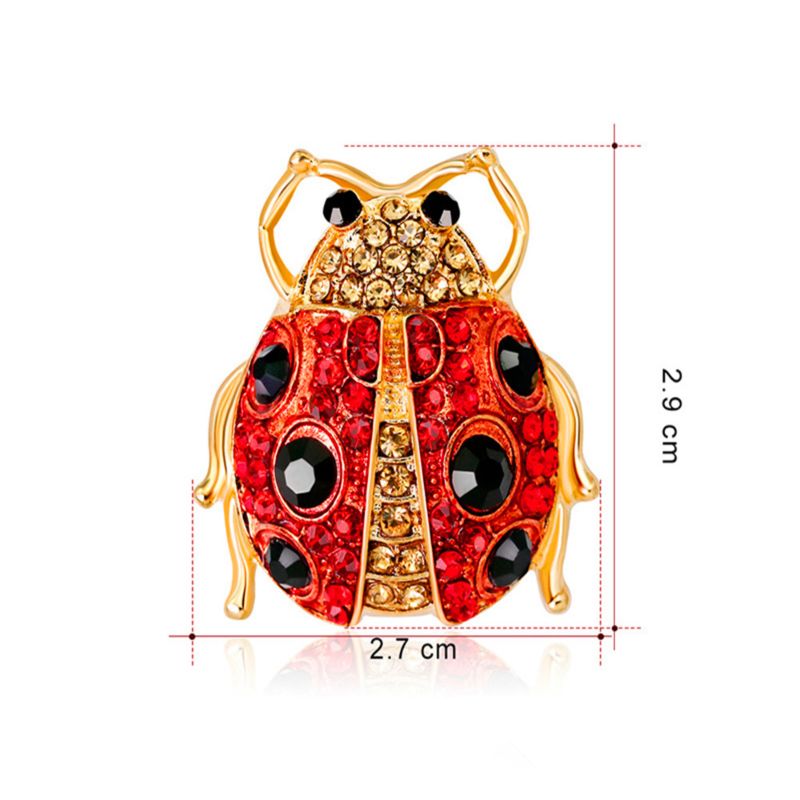 Cute Insect Bug Animal Shaped Pin Metal Alloy Bling Cz Crystal Ladybird Ladybug Brooch