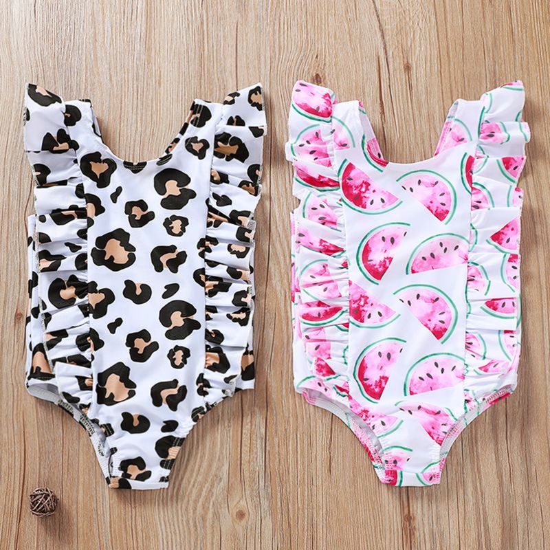 Leopard Baby One-Piece Swimsuit Bathing Kids Girls Tankini Swimwear
