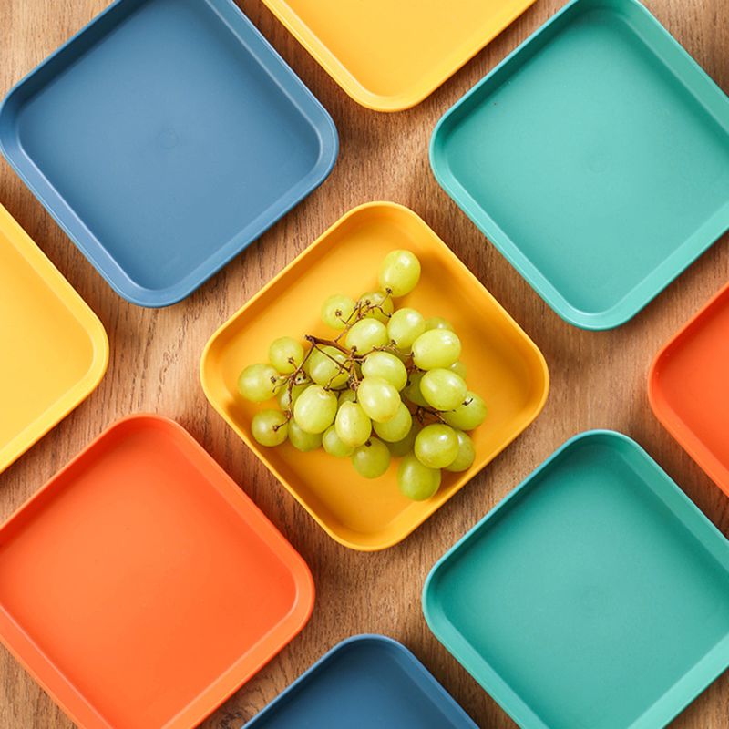 Cute Vintage Fruit Dish Unbreakable Square Dinner Plates Plastic Plate Set