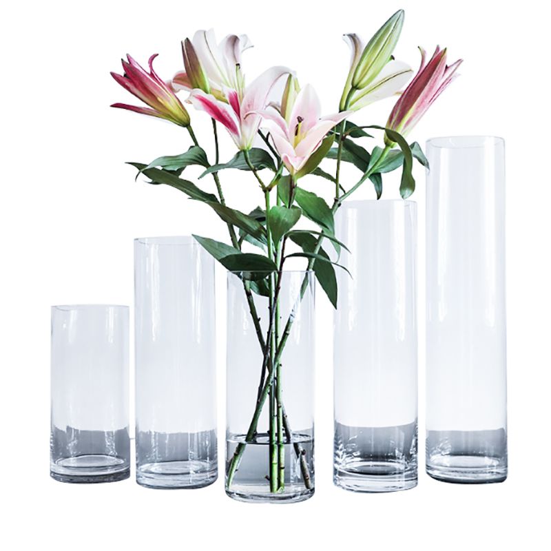 Cylinder Glass Flower Vase for Home Decor