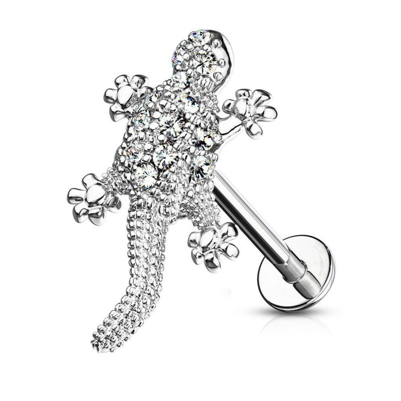 Cz Paved Lizard Top Labret Conch Tragus Helix Cartilage Earring Studs Piercing Jewelry