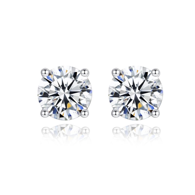 Czcity Dazzling Minimalist Moissanite Earrings Stud 5.0Mm Diamond Stone Jewelry Genuine 925 Sterling Silver Moissanite Earring