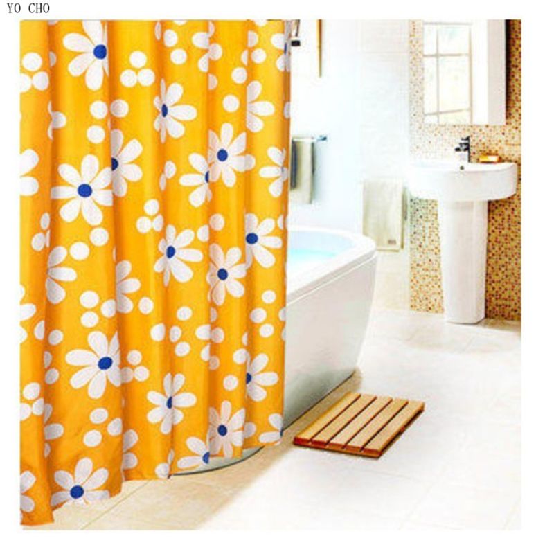 Dacron Cloth Polyester Waterproof Bathroom Curtains Thickening Mildew Resistant Yellow Sunflower Shower Curtain