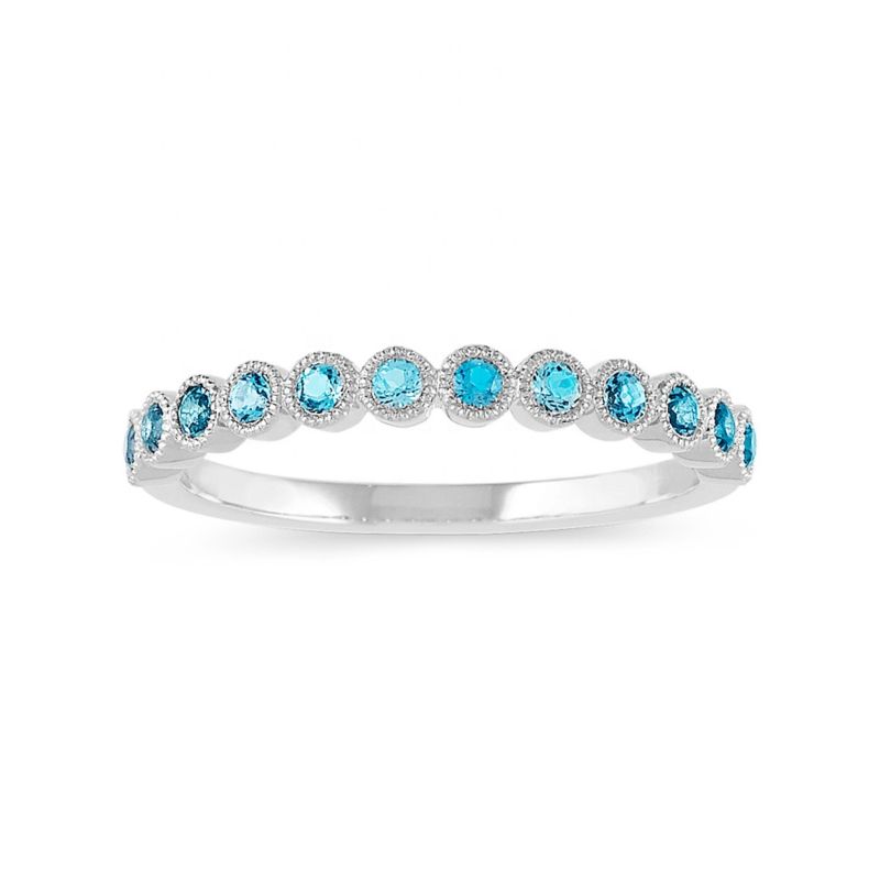 Dainty 925 Sterling Silver Jewelry Rhodium Bezel Set London Blue Topaz Ring