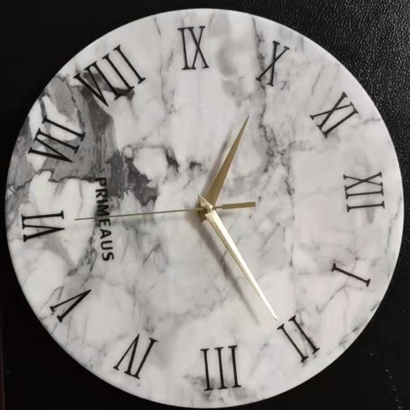 Decorative Handmade Modern round White Marble Wall Clock for Office or Home