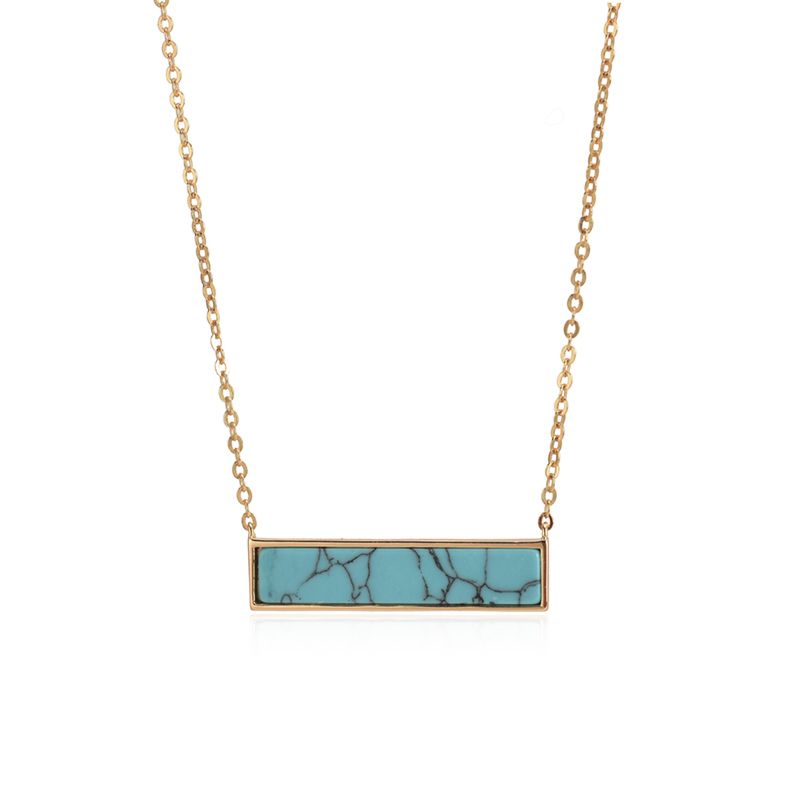 Delicate Turquoise Black White Bar Necklace Dainty Gold Howlite Marble Wedding Pendant Necklace