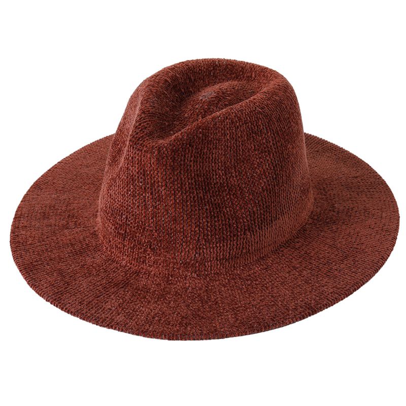 Design Adult Men Women Fedora Flat Wide Brim Chenille Solid Color Fedoras Hat Warm
