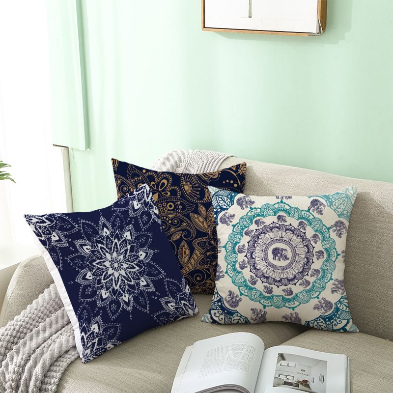 Design Bohemian Style Cotton Linen Mandala Printing Home Decor Sofa Cushion Covers Pillow Cases