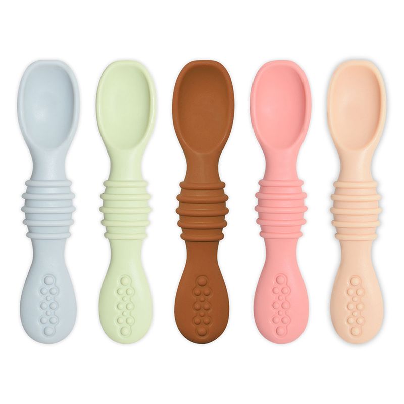 Design Bpa Free Food Grade Kids Silicone Spoon Set Training Utensils Feeding Soft Silicone Spoon Baby