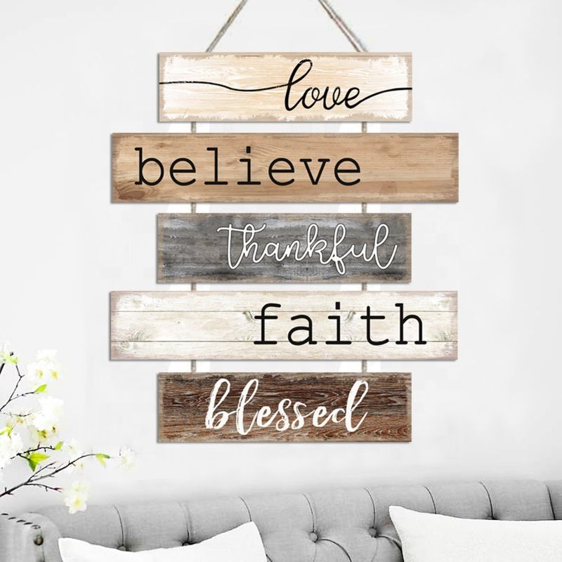Design Decorative Wood Wall Plaque with Rope Wooden Wall Plaques with Sayings