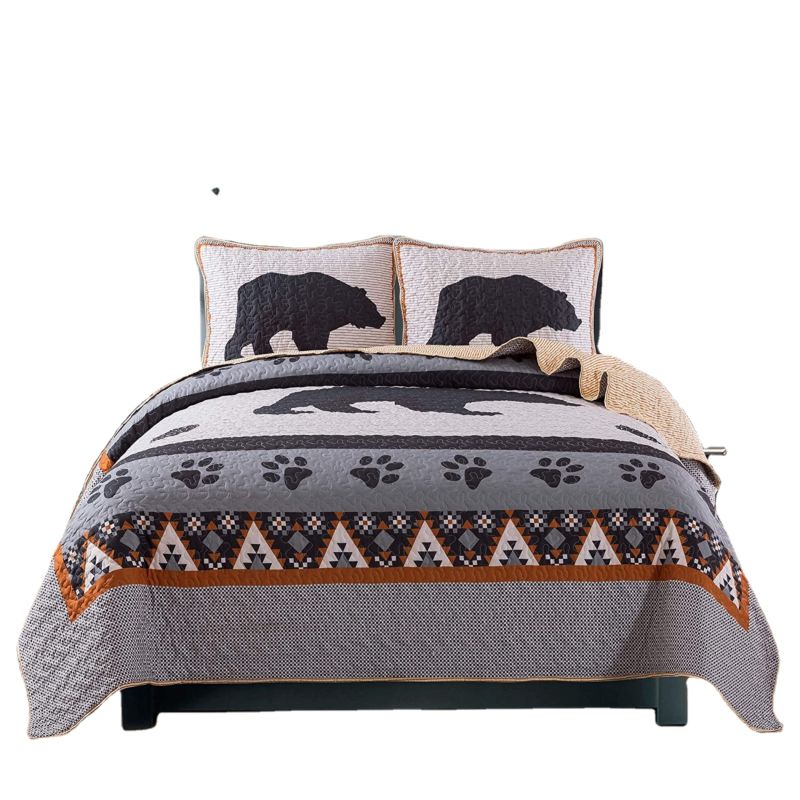 Design Great Grizzly 100% Polyester Quilt Bedspread Bedding Set