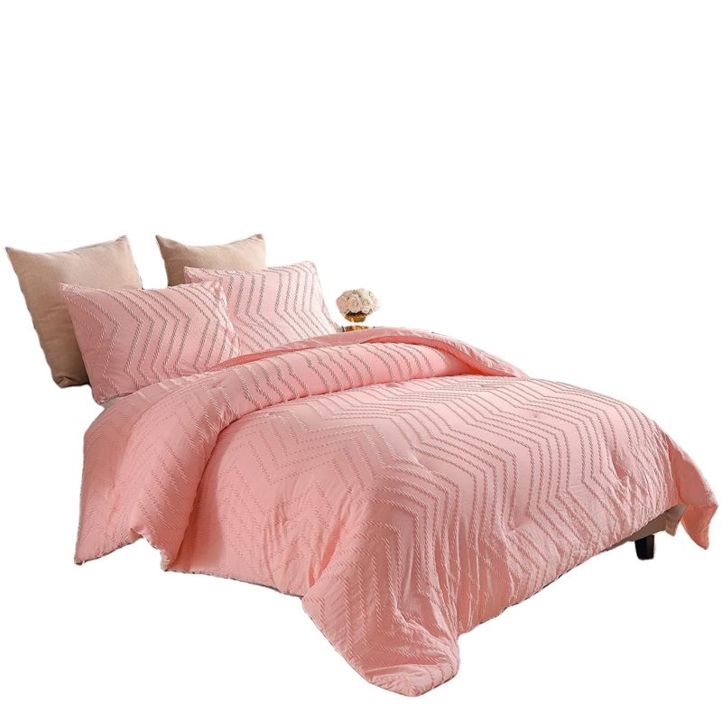 Design Jacquard Clips Duvet Cover & Pillowcase Tufted Bedding Set