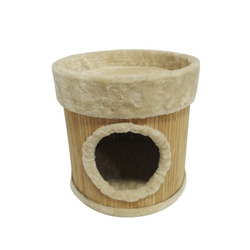 Design Premium Durable Indoor Sisal Rope Stable Base Wooden Cat Scratch Condo with Plush