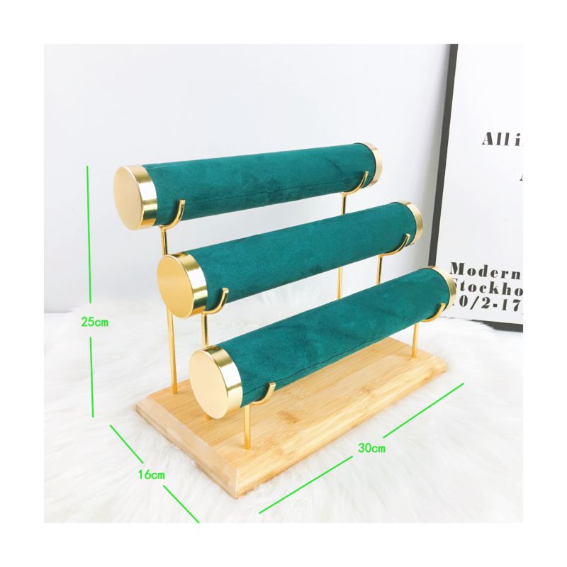 Design Style, Watch, Bracelet, Jewelry Display Stand with Metal Super-Moving Velvet Wood Jewelry Disply 30 Pcs